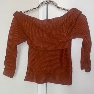 Off shoulder rust sweater
